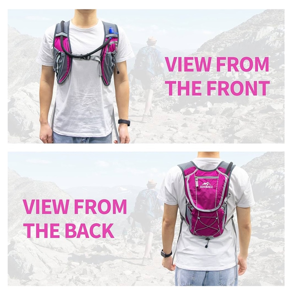 Magenta and Gray RUPUMPACK Backpack Hydration Vest - Picture 16 of 16